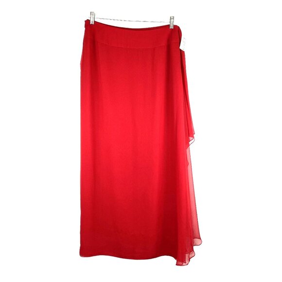 VNTG  Victor Costa Womens Red Ruffle Detail Maxi Pencil Skirt Size 12  USA NWT - Picture 8 of 8
